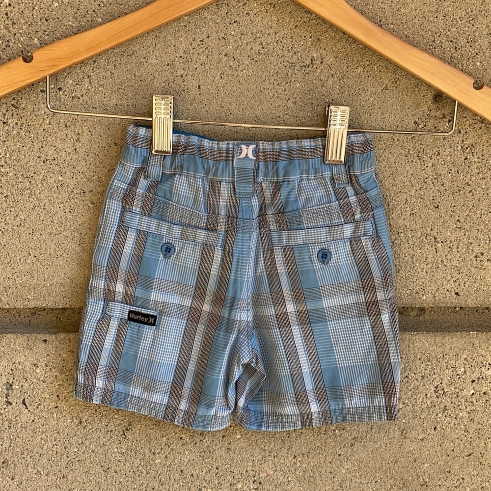 Hurley Infant 3-6 month Baby Blue Plaid Shorts